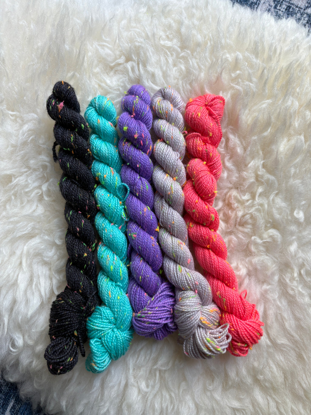 Neon Tweed Sock Mini Skeins - Ready to Ship